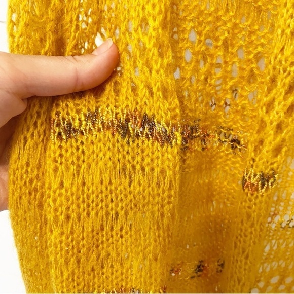 Soft Surroundings | Yellow Wool Blend Long Knit Cardigan/ W Metallic Details PXS - Picture 5 of 7
